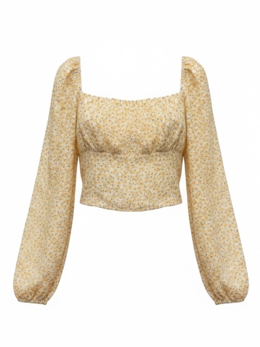 Elodie Yellow Floral Crop Top Size XL New with Tag